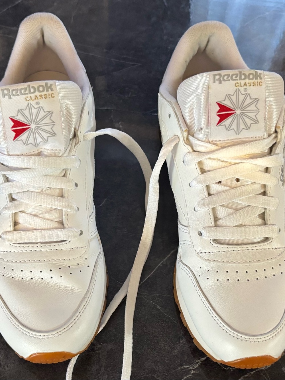 Reebok Classic White Sneakers with Red Logo Accent